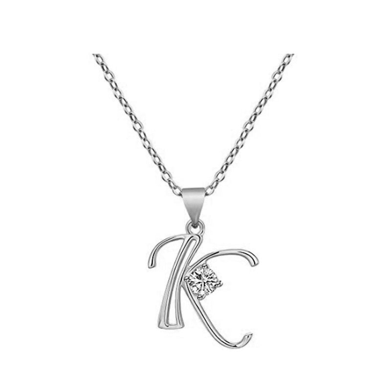 Crystal Script Initial Necklace