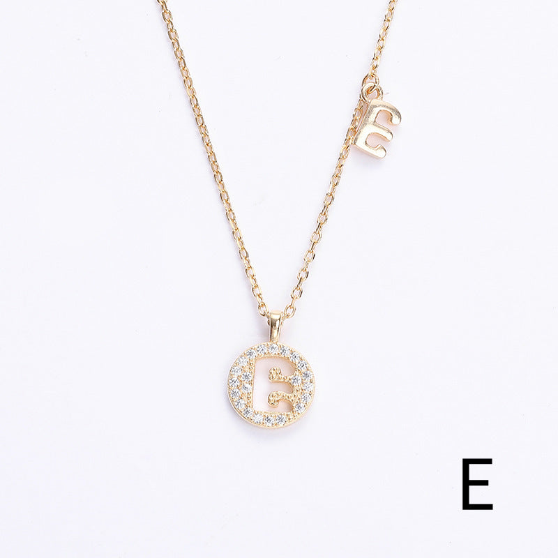 Golden Crystal Cut-Out Initial Necklace