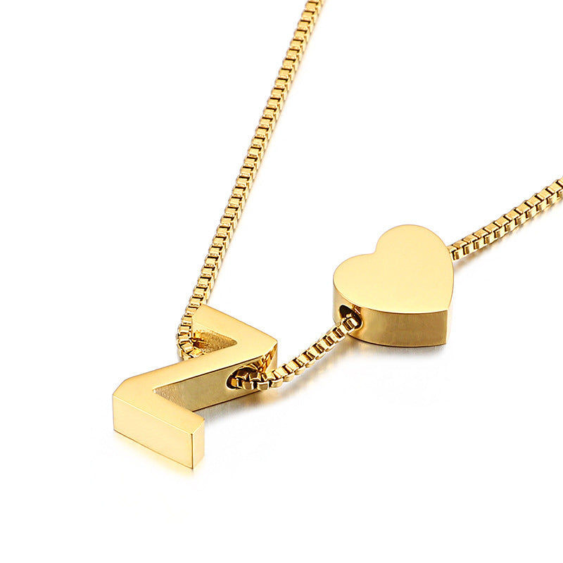 Modern Heart Letter  Necklace