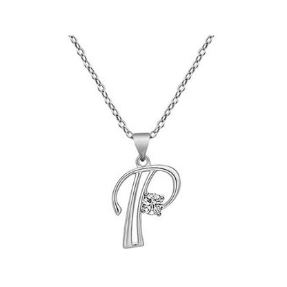 Crystal Script Initial Necklace
