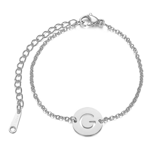 Polished Silver Initial Bracelet
