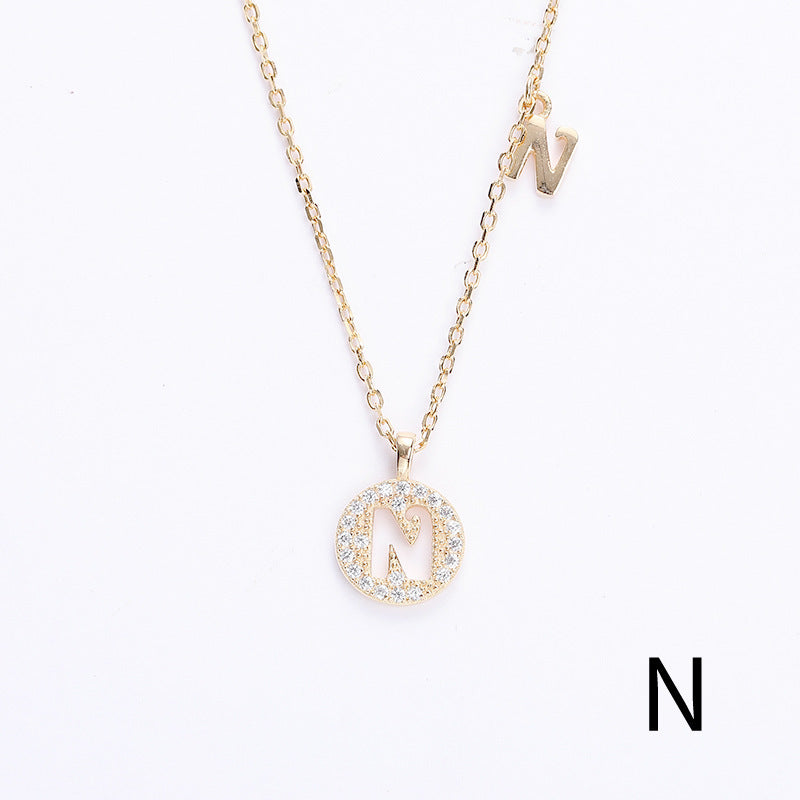 Golden Crystal Cut-Out Initial Necklace