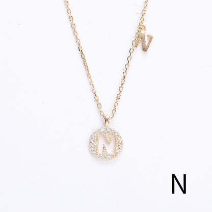 Golden Crystal Cut-Out Initial Necklace