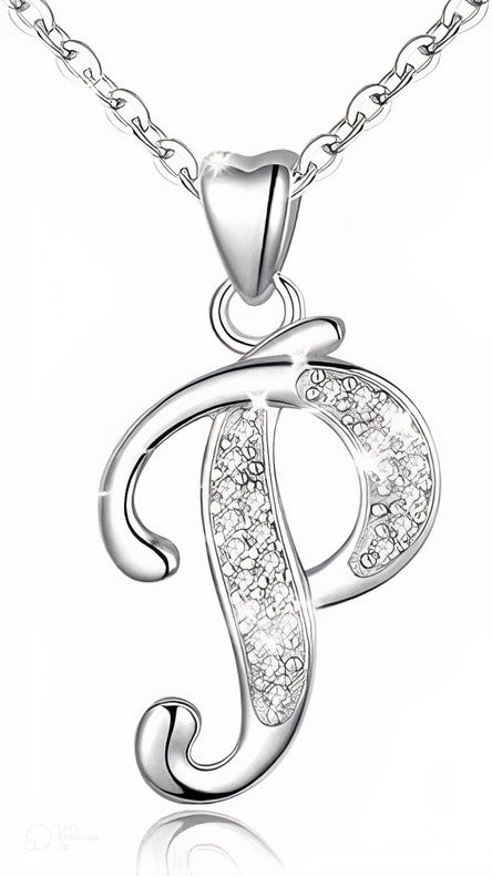 Curved Sparkly Letter Necklace