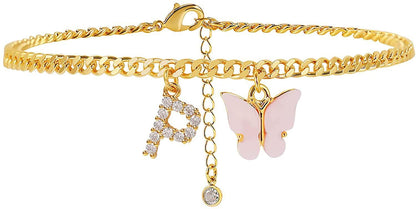 Butterfly & Sparkle Letter Anklet