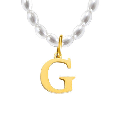 Pearl Charm Letter Necklace