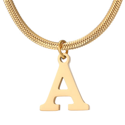 Classic Gold Flat Letter Necklace – Timeless Personalized Jewelry