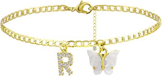 Butterfly & Sparkle Letter Anklet