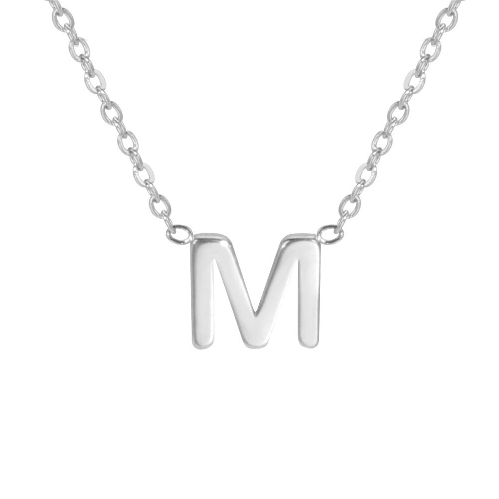 Sharp Silver Initial Necklace – Structured Design with Dual-Sided Chain