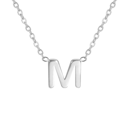 Sharp Silver Initial Necklace – Structured Design with Dual-Sided Chain