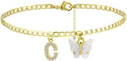Butterfly & Sparkle Letter Anklet