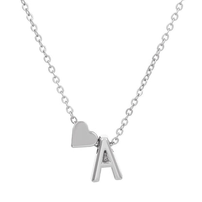 Tiny Heart & Letter Necklace