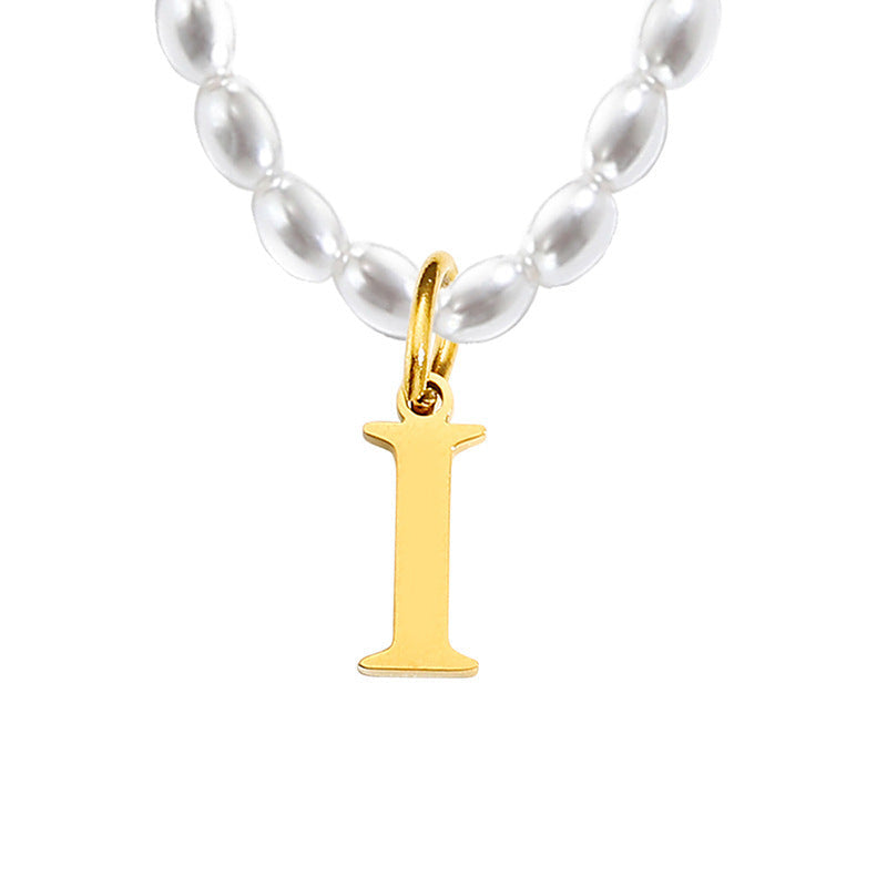 Pearl Charm Letter Necklace
