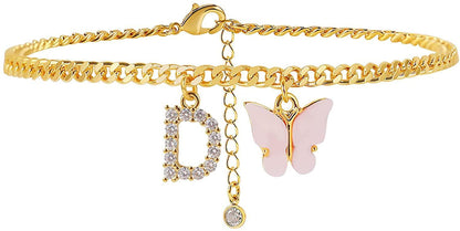 Butterfly & Sparkle Letter Anklet