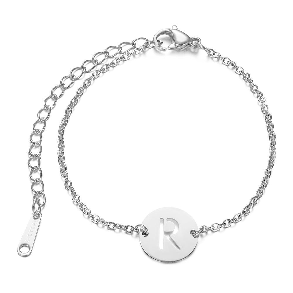 Polished Silver Initial Bracelet