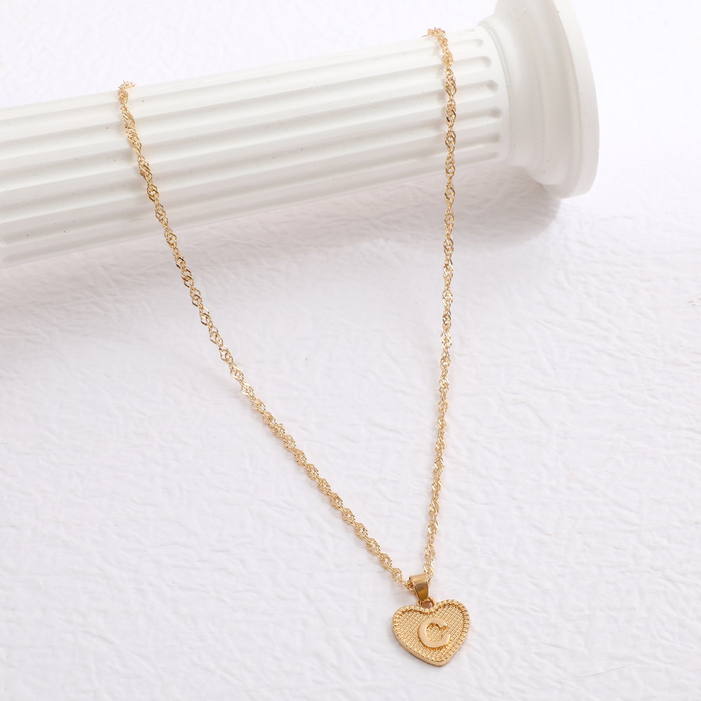 Delicate Dot Heart Initial Necklace