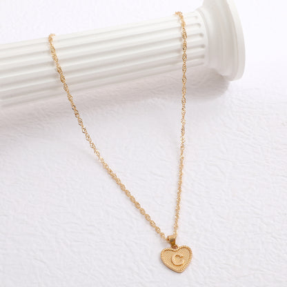 Delicate Dot Heart Initial Necklace