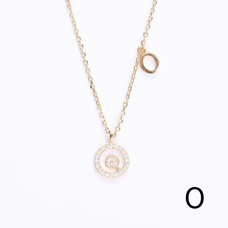 Golden Crystal Cut-Out Initial Necklace