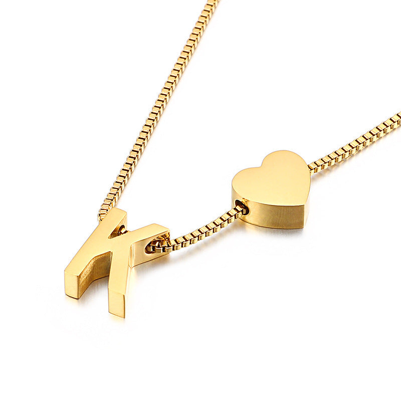 Modern Heart Letter  Necklace