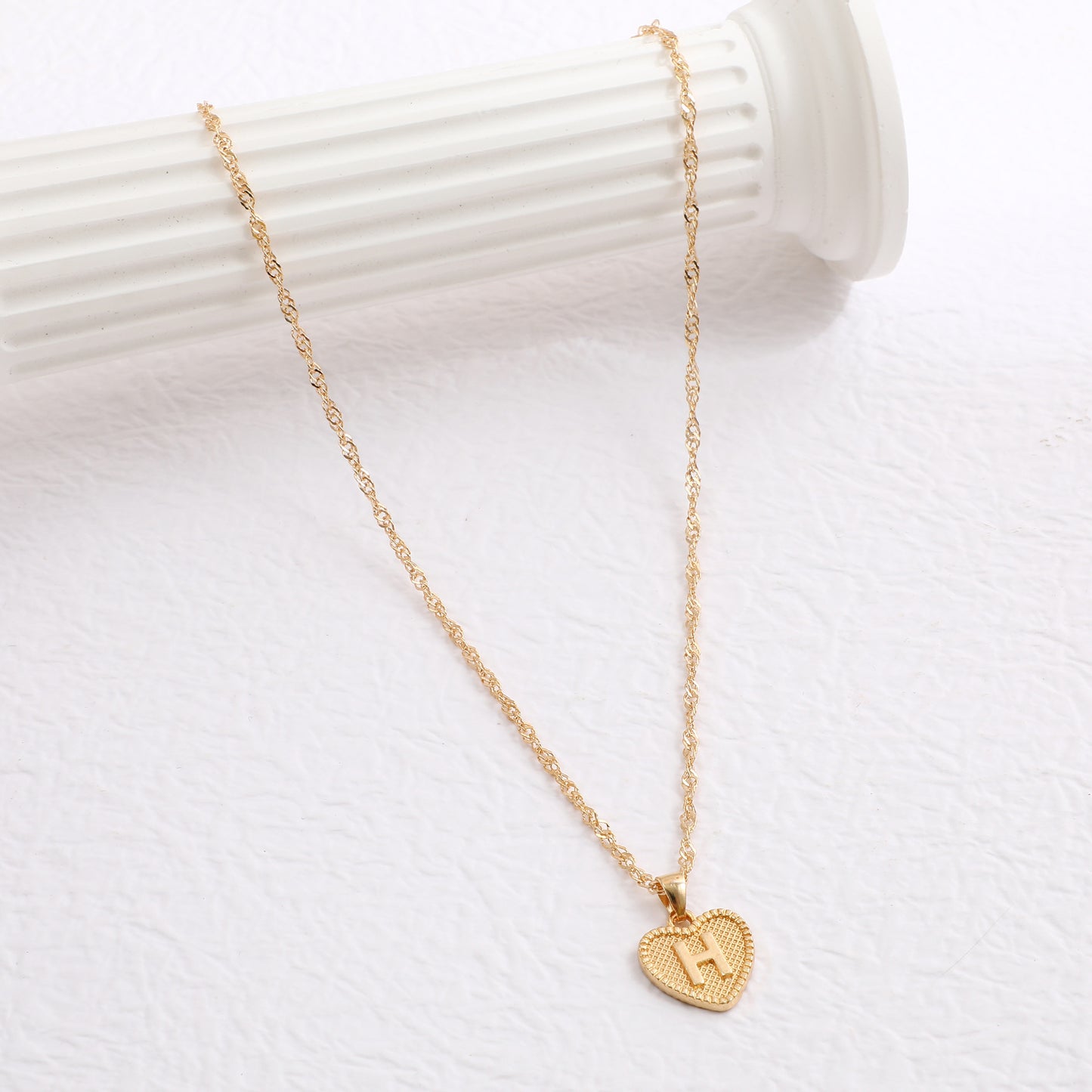 Delicate Dot Heart Initial Necklace