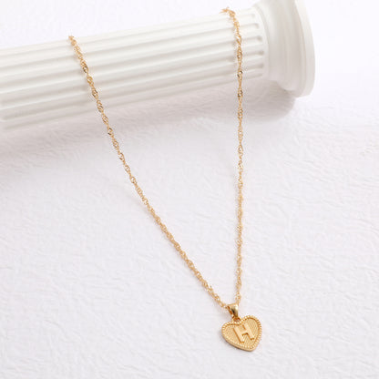 Delicate Dot Heart Initial Necklace