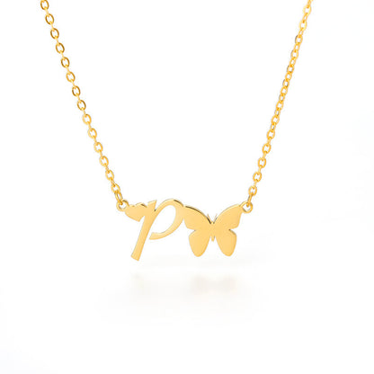 Butterfly Kiss Initial Necklace