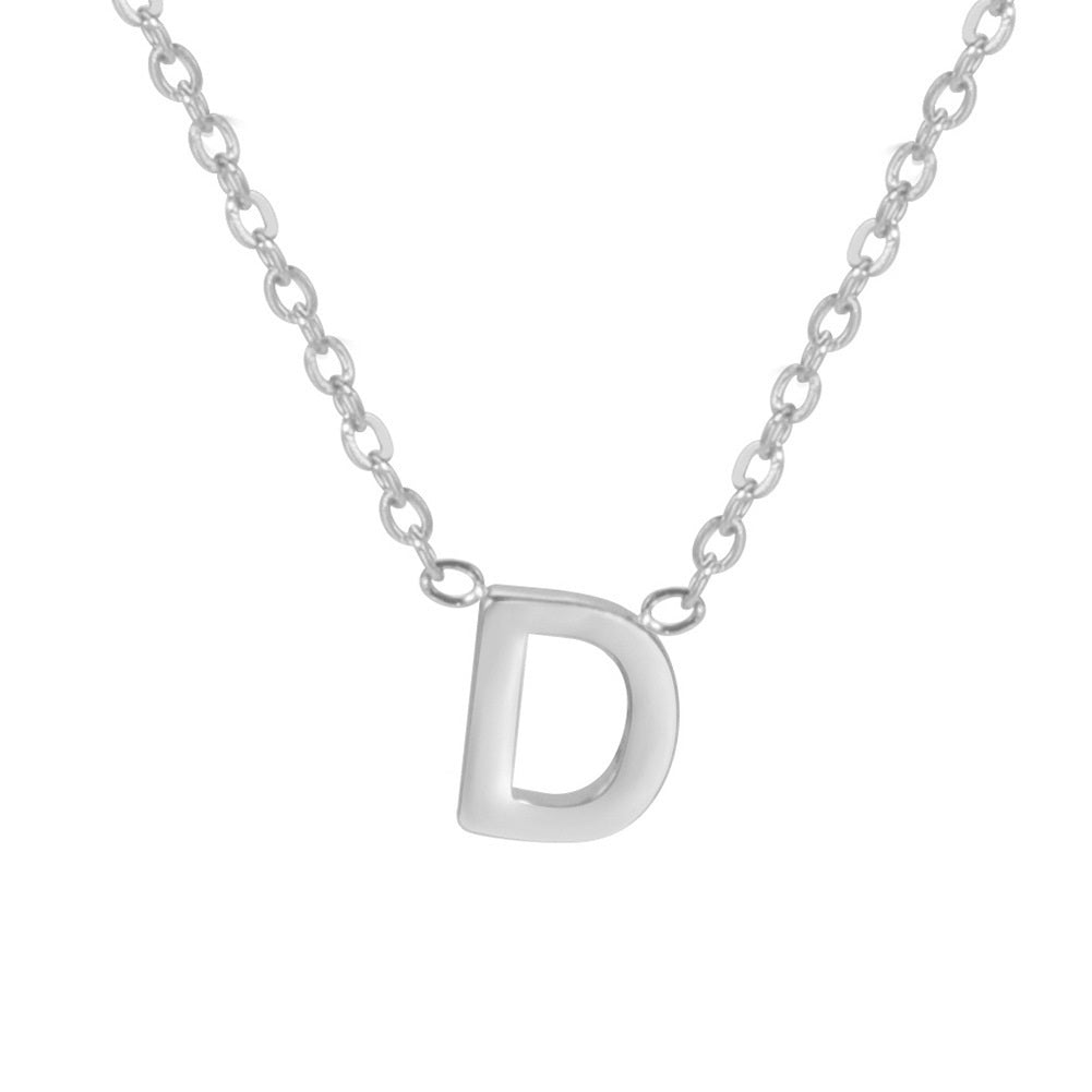 Sharp Silver Initial Necklace – Structured Design with Dual-Sided Chain
