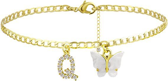 Butterfly & Sparkle Letter Anklet