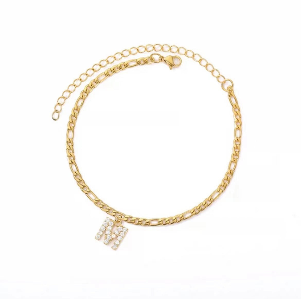 Sparkling Gold Letter Anklet