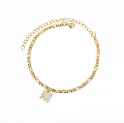Sparkling Gold Letter Anklet