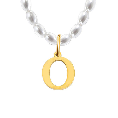 Pearl Charm Letter Necklace