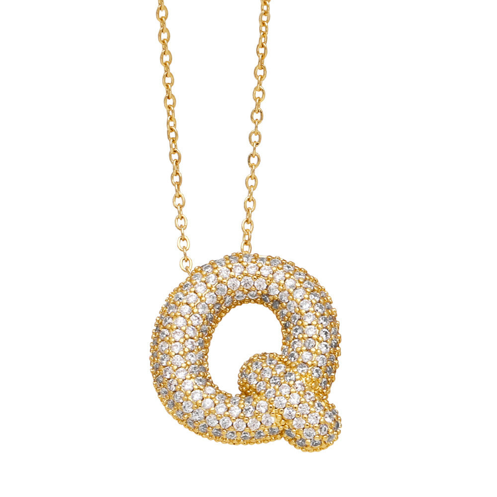 Crystal Fashion Bubble Letter Necklace