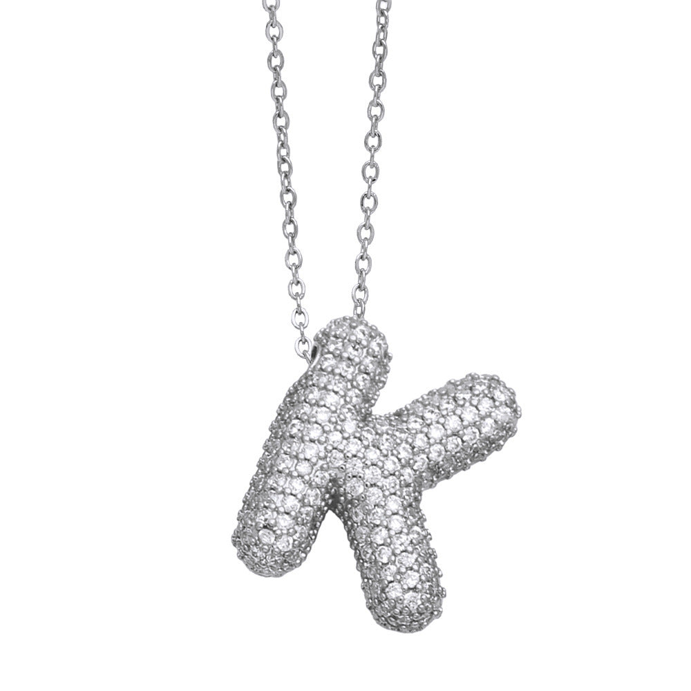 Crystal Fashion Bubble Letter Necklace