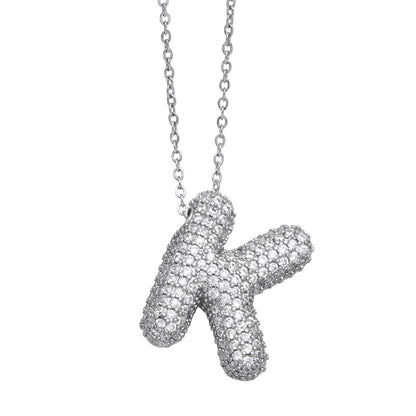 Crystal Fashion Bubble Letter Necklace