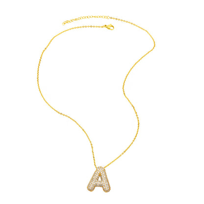 Crystal Fashion Bubble Letter Necklace