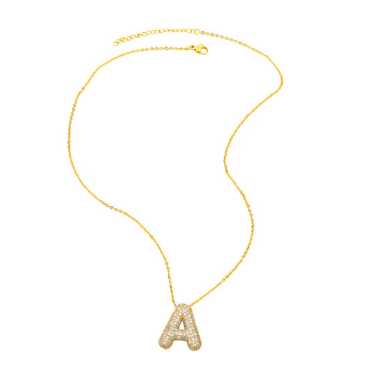 Crystal Fashion Bubble Letter Necklace