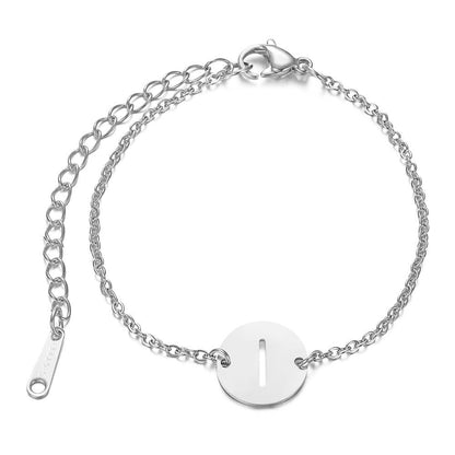 Polished Silver Initial Bracelet