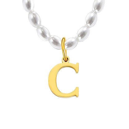 Pearl Charm Letter Necklace