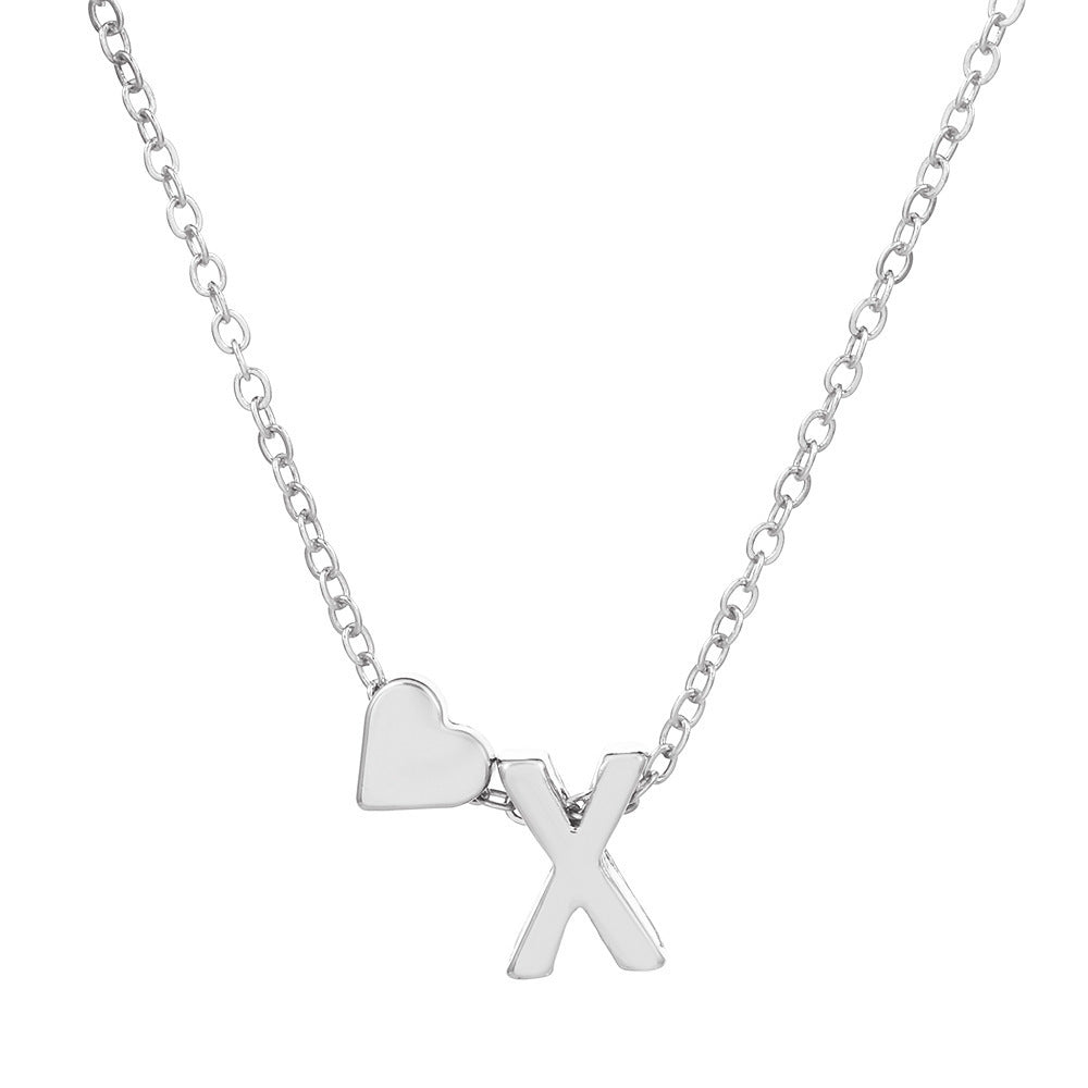 Tiny Heart & Letter Necklace