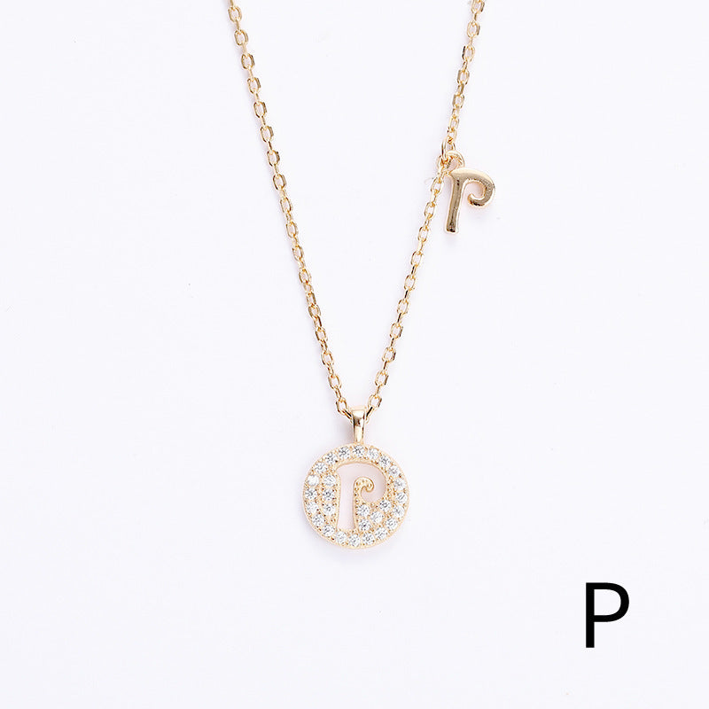 Golden Crystal Cut-Out Initial Necklace