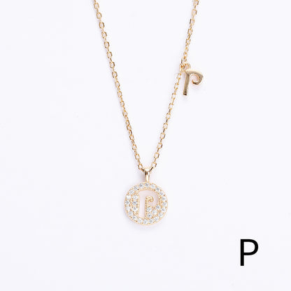 Golden Crystal Cut-Out Initial Necklace