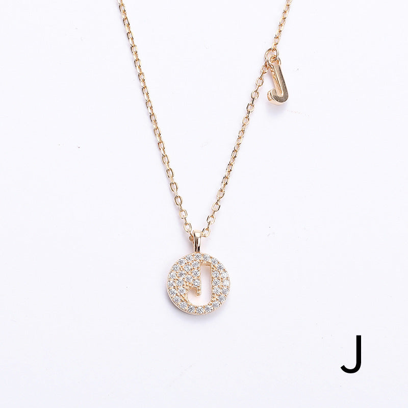 Golden Crystal Cut-Out Initial Necklace