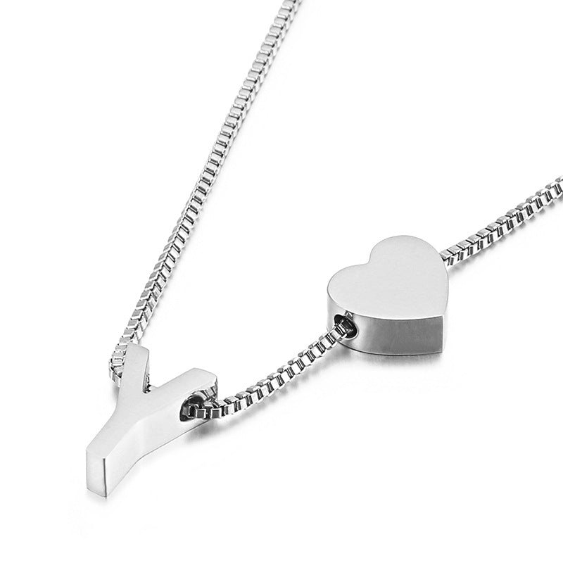 Modern Heart Letter  Necklace