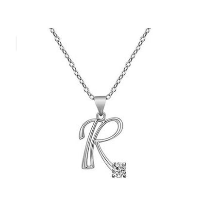 Crystal Script Initial Necklace