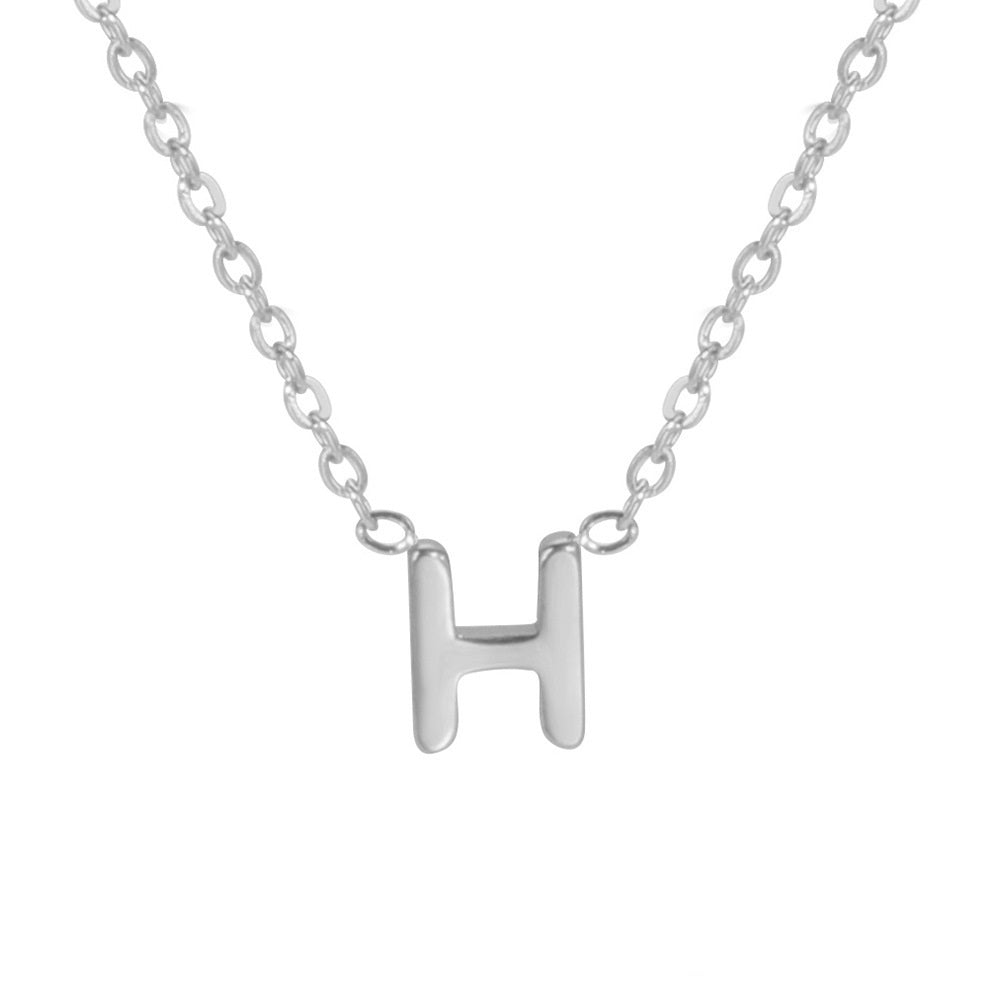Sharp Silver Initial Necklace – Structured Design with Dual-Sided Chain