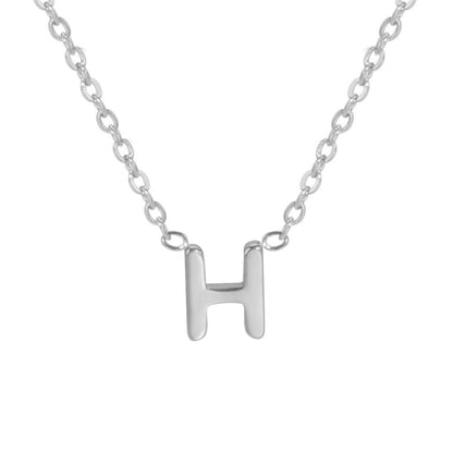 Sharp Silver Initial Necklace – Structured Design with Dual-Sided Chain