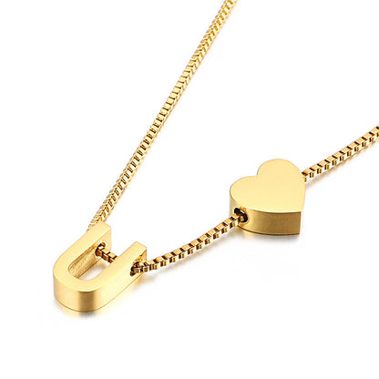 Modern Heart Letter  Necklace