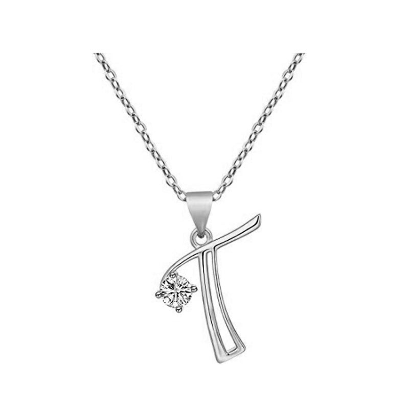 Crystal Script Initial Necklace