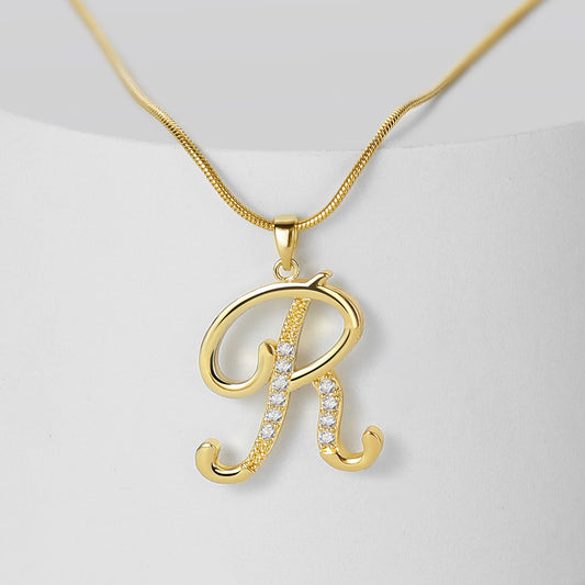 Crystal Elegant Flat Letter Necklace – Personalized Jewelry