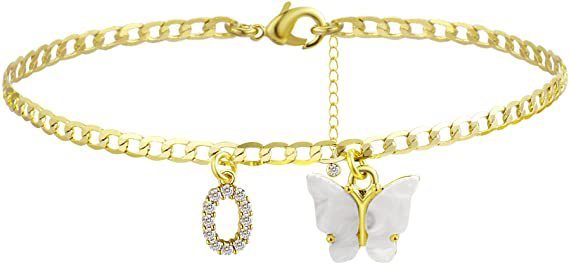 Butterfly & Sparkle Letter Anklet